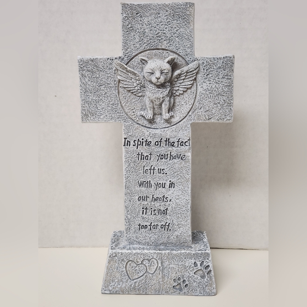 Pet Grave Marker Cat Outdoor Memorial Cross Headstone, Remembrance Gift